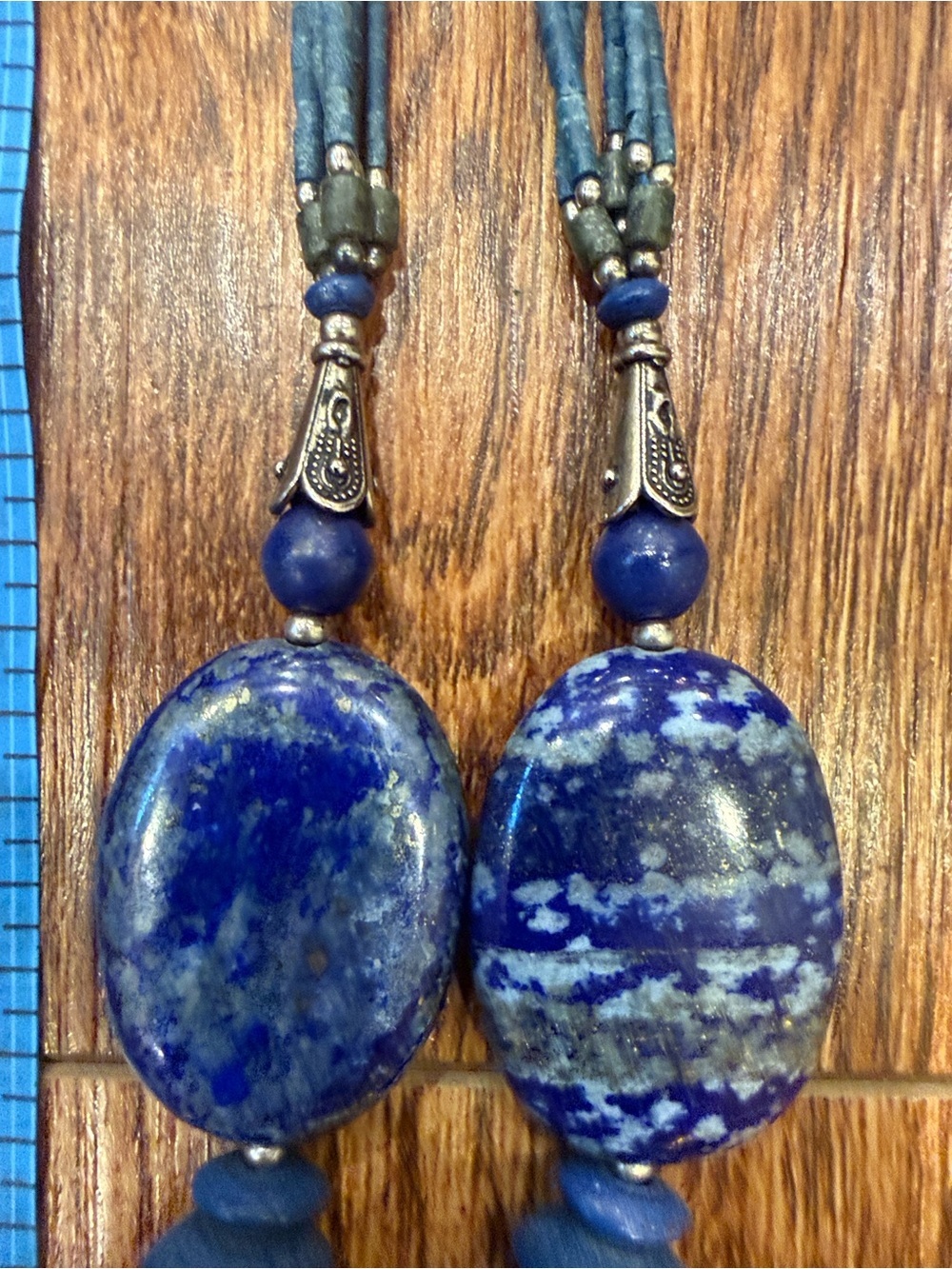 Boho Lapis and Silver Tone Statement Necklace - Blue - Picture 6 of 8